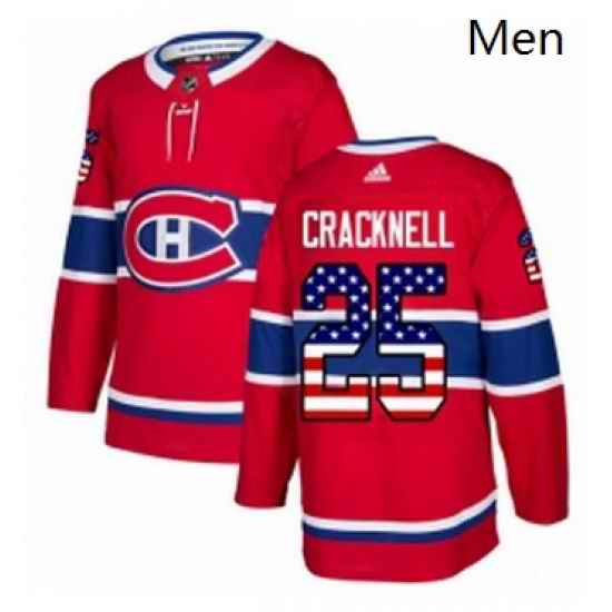 Mens Adidas Montreal Canadiens 25 Adam Cracknell Authentic Red USA Flag Fashion NHL Jersey